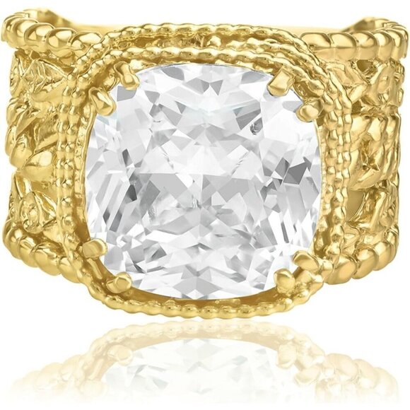 Women's  Gold Over Sterling Silver Statement Zirconia Granule Multi Strand Ring - Picture 3 of 8